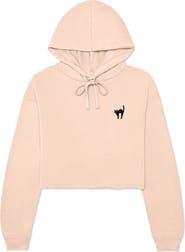 Dalix Black Cat Cropped Fleece Hoodie