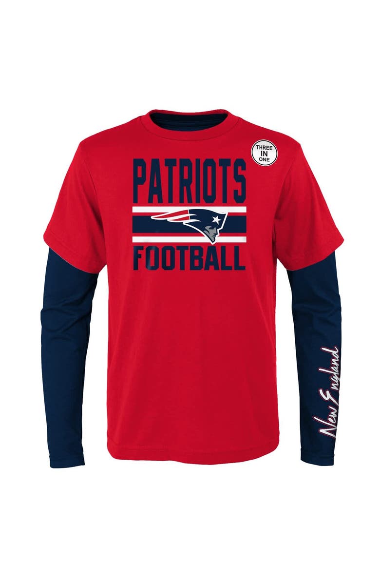 Outerstuff Preschool Navy/Red New England Patriots Fan Fave T-Shirt Combo Set, Alternate, color, Navy