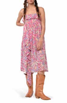Strapless Ruffle Midi Dress