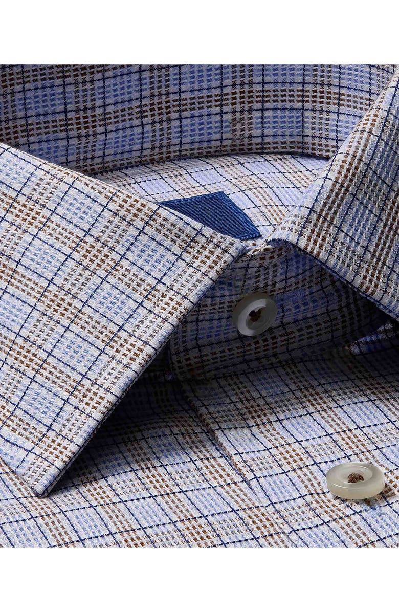 David Donahue Trim Fit Textured Check Dress Shirt, Alternate, color, 