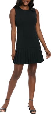 London Times Sleeveless Drop Waist Pleated Dress