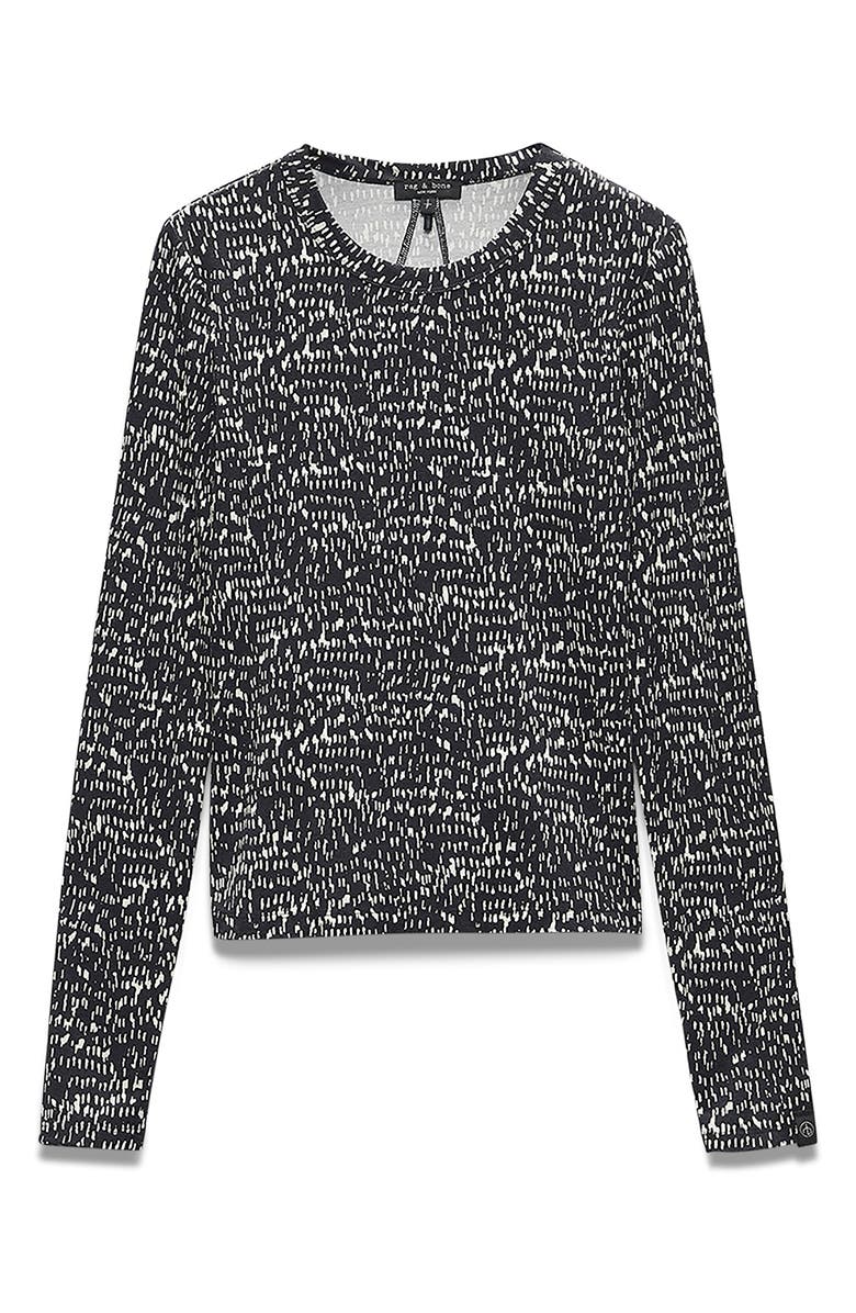 rag & bone Luca Print Long Sleeve Top, Alternate, color, Blackmult