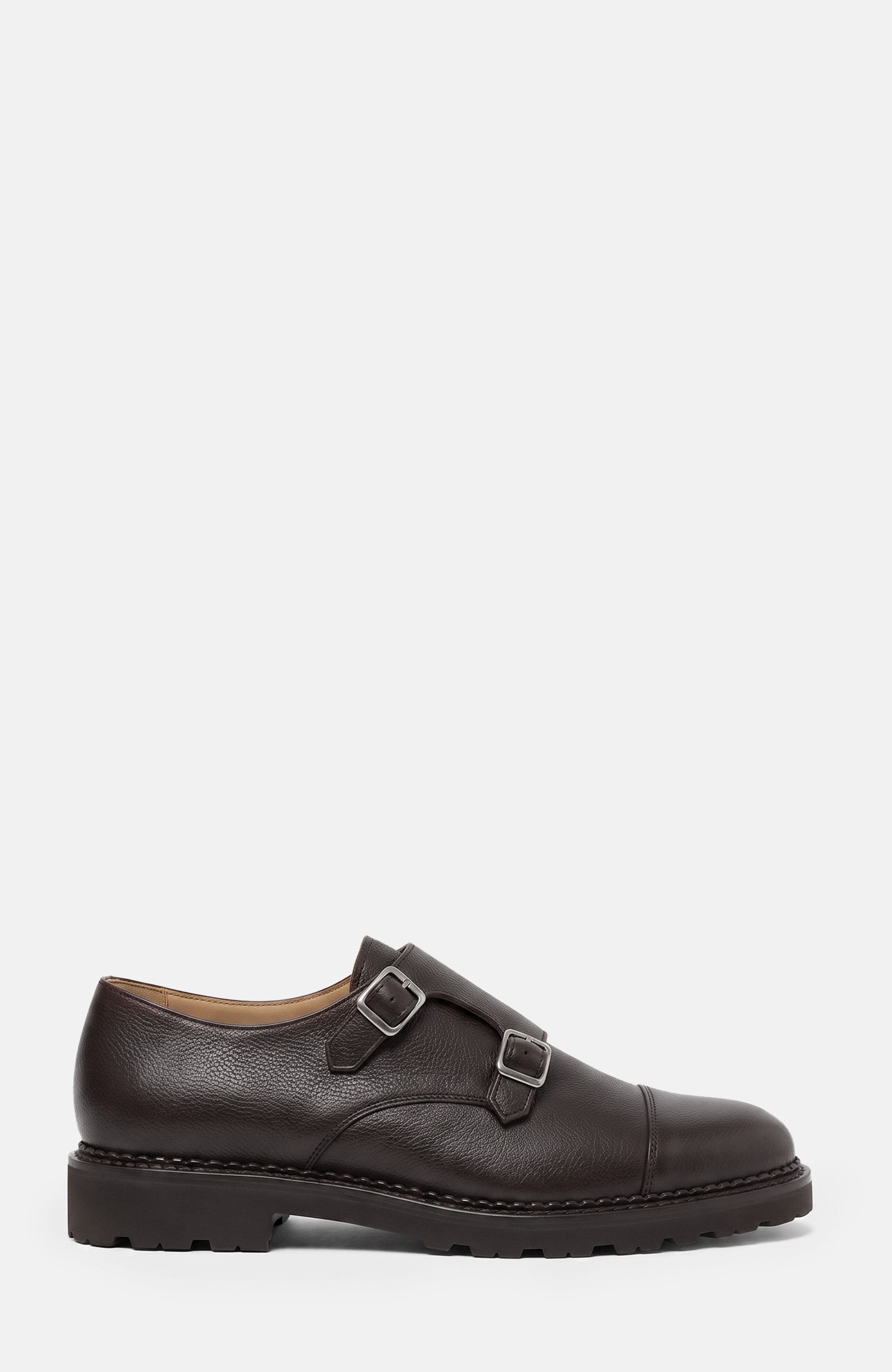 Oswald Monk Strap Shoes, Alternate, color, Dark Brown - Calf