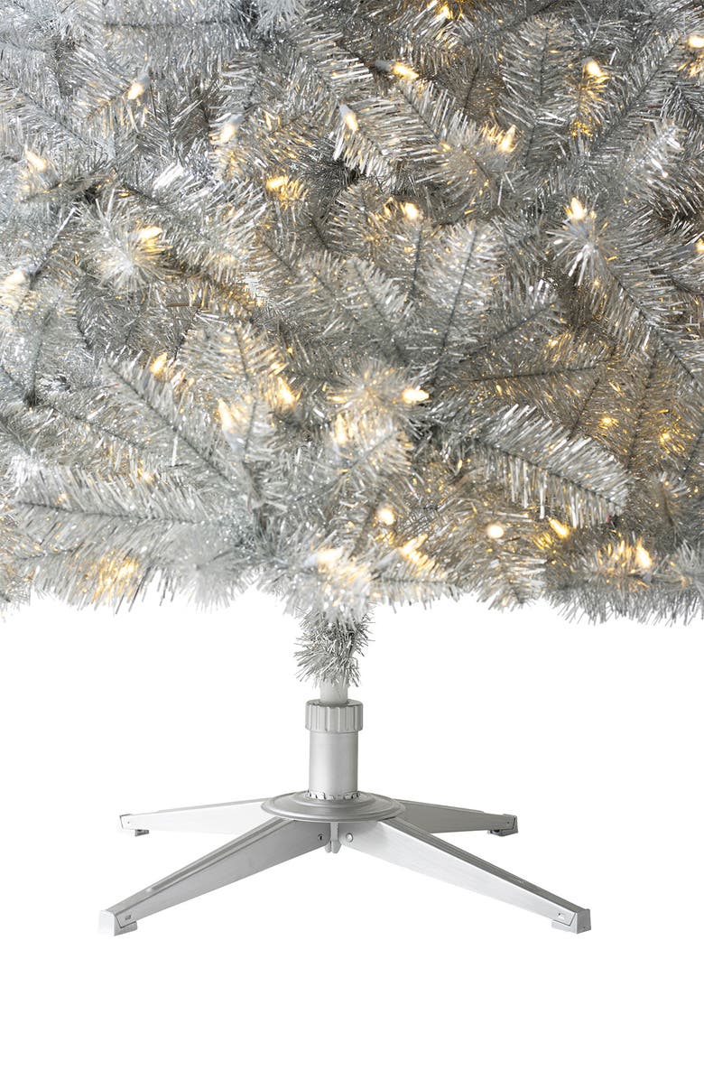TREETOPIA Artificial Silver Stardust Tinsel Tree, Alternate, color, Clear Led