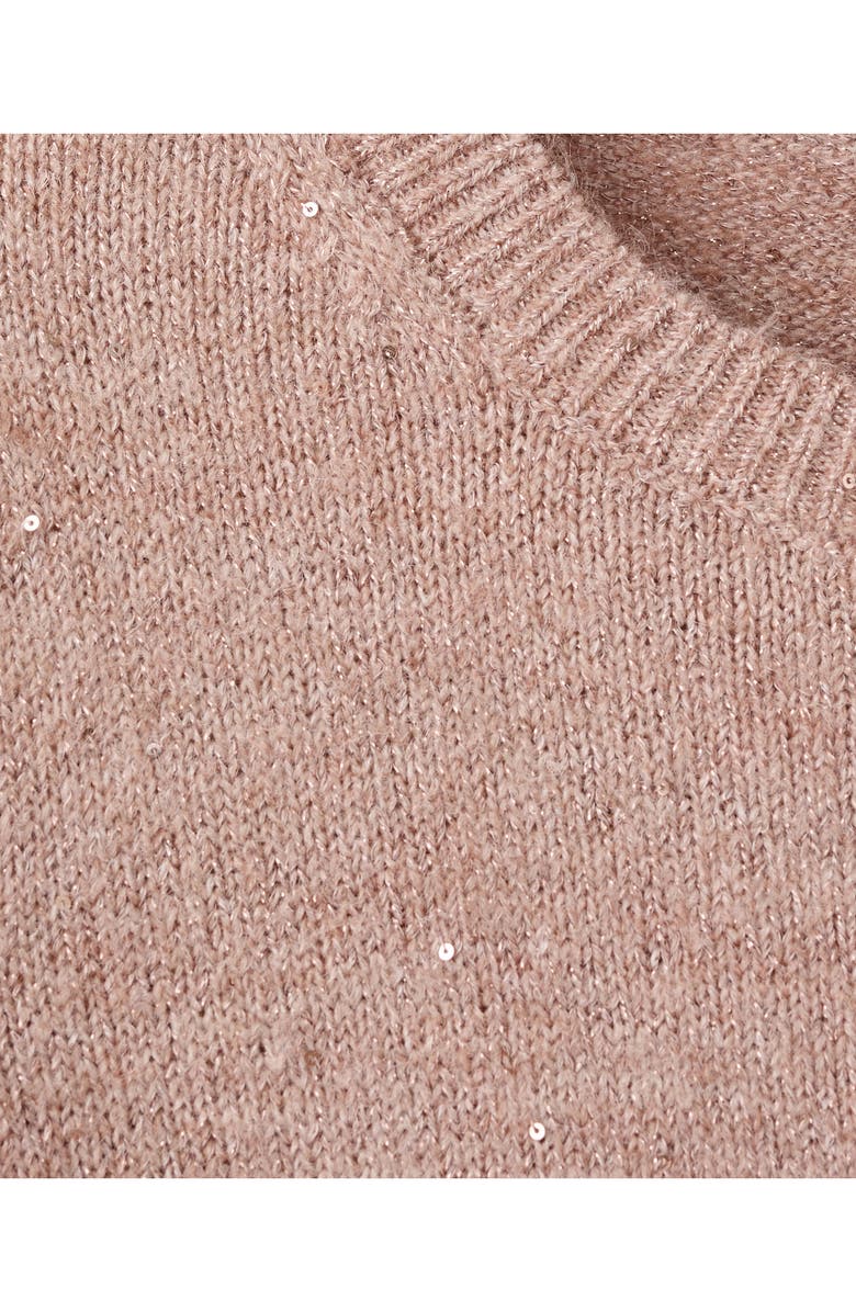 MANGO Metallic Short Sleeve Sweater, Alternate, color, Sand