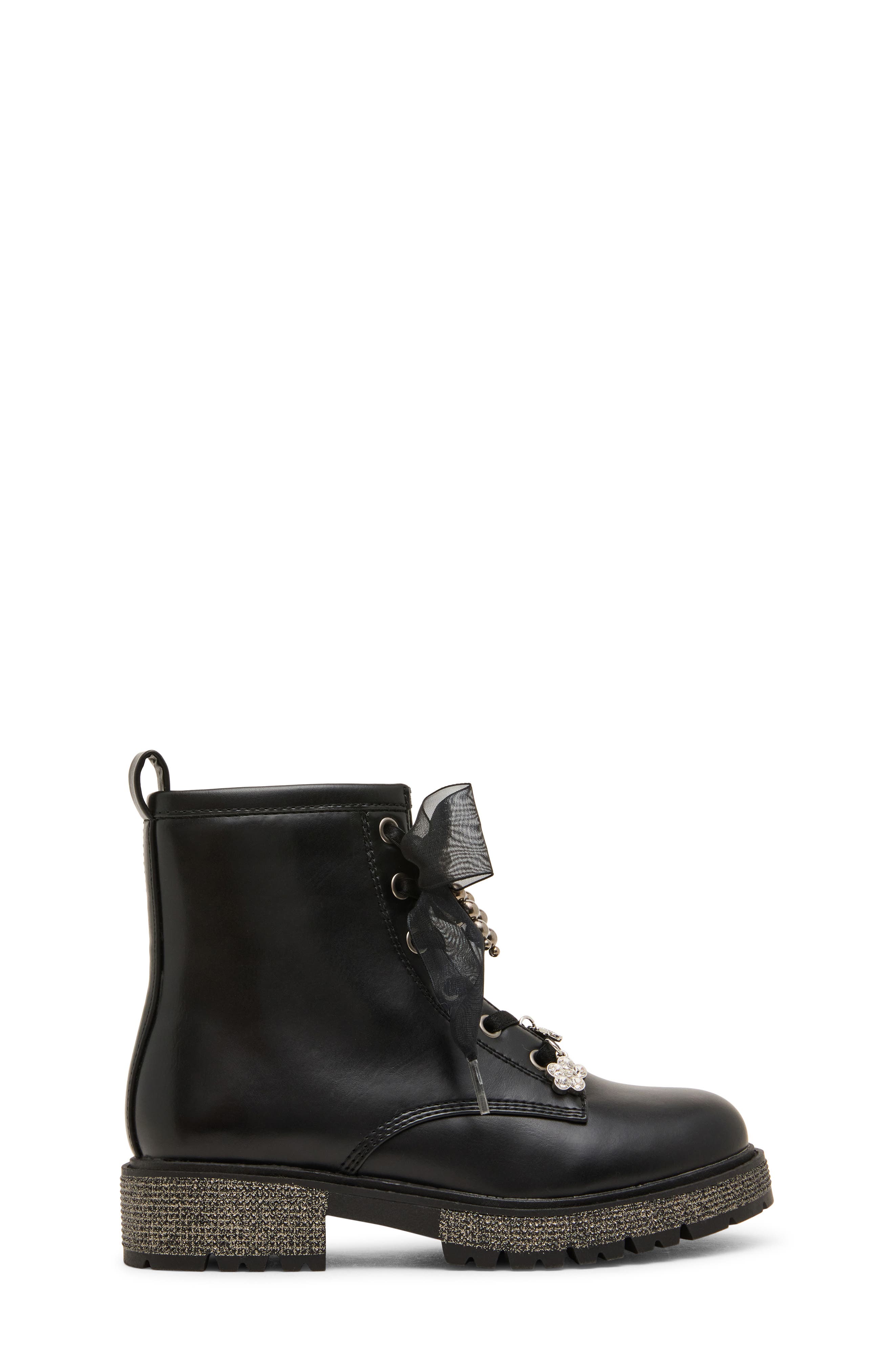 Kids' Jluxelle Faux Leather Combat Boot, Alternate, color, BLACK