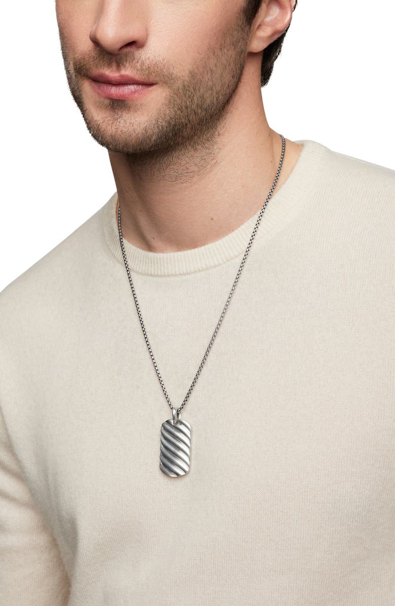 David Yurman Men's Sculpted Cable Tag Pendant, Alternate, color, Sterling Silver