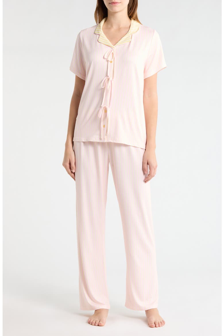 Bow Detail Pajamas, Main, color, LEMON PINK