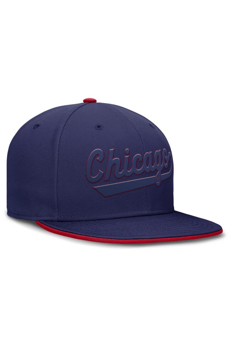 Men's Nike Blue Chicago Cubs Wordmark Dri-FIT Round Bill True Fitted Hat, Alternate, color, Blue
