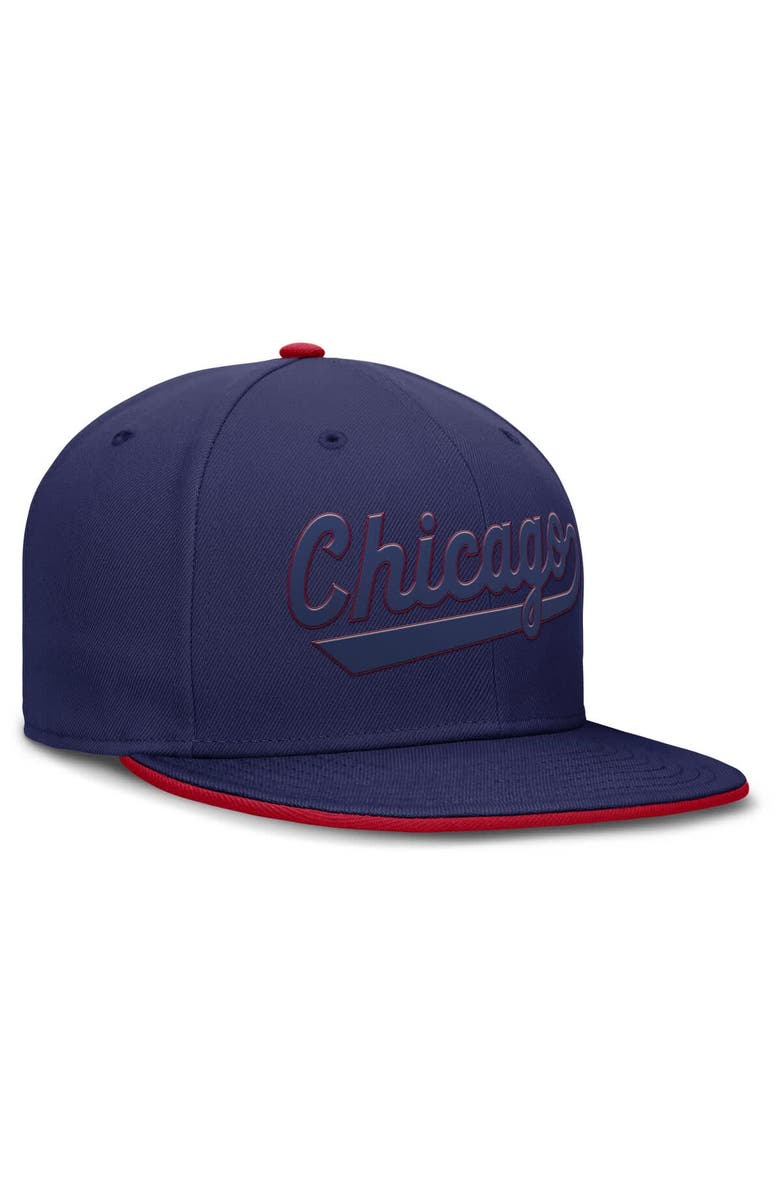 Nike Men's Nike Blue Chicago Cubs Wordmark Dri-FIT Round Bill True Fitted Hat, Alternate, color, Blue