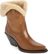 Chloé Azelan Genuine Shearling Cuff Western Boot