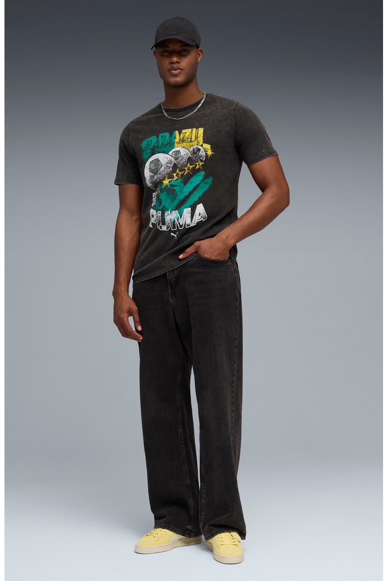 Fanpack '90s Bespoke Brazil Cotton Graphic T-Shirt, Alternate, color, PUMA BLACK/ YELLOW