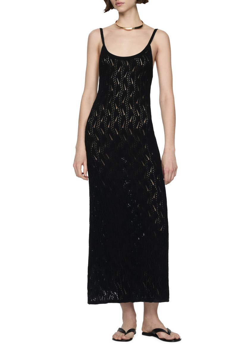 Semisheer Sweater Dress, Main, color, BLACK