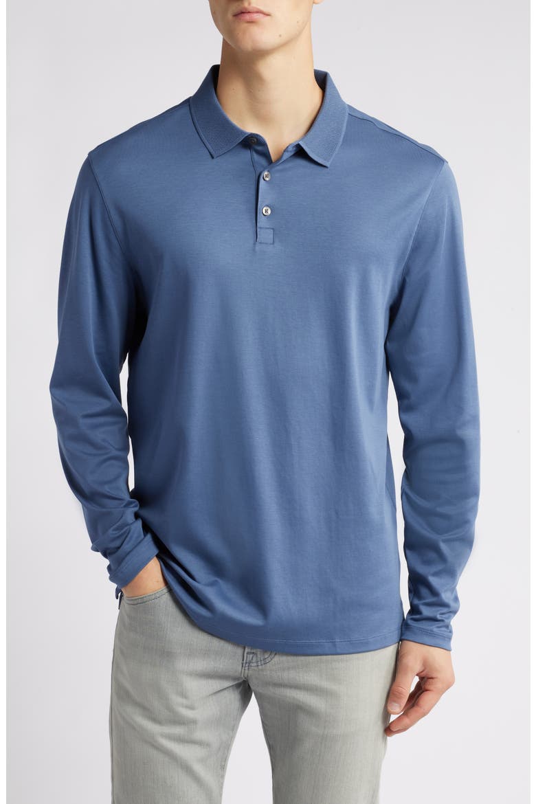 Georgia Long Sleeve Polo, Main, color, VINTAGE BL
