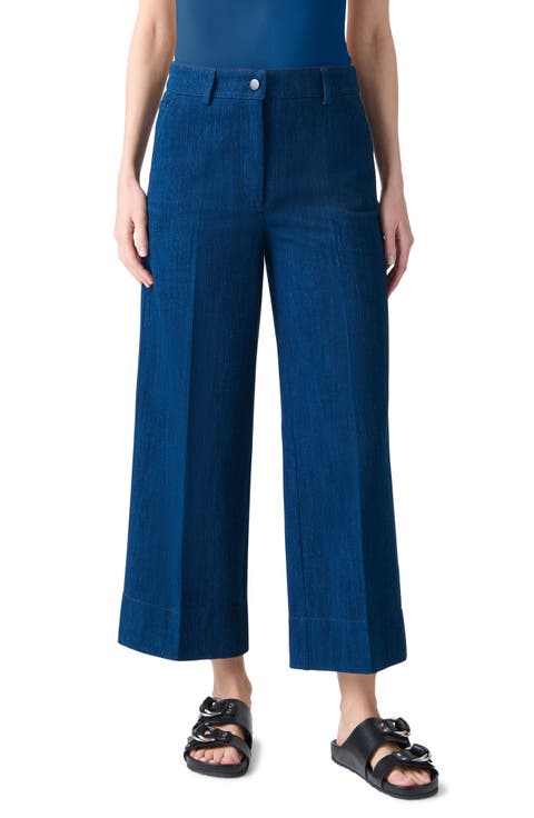 Chiara High Waist Crop Wide Leg Jeans (Ink Denim)