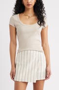 Open Edit Scoop Neck Stretch Cotton T-Shirt