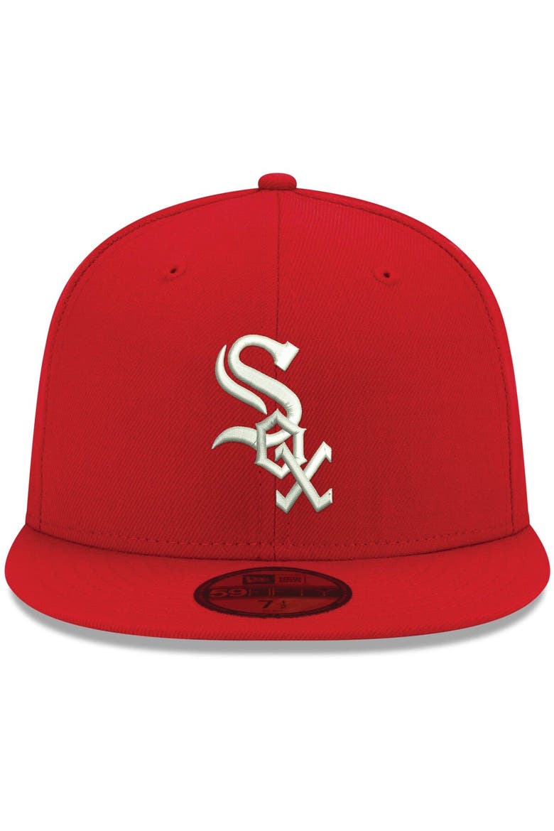 Men's New Era Red Chicago White Sox White Logo 59FIFTY Fitted Hat, Alternate, color, Red