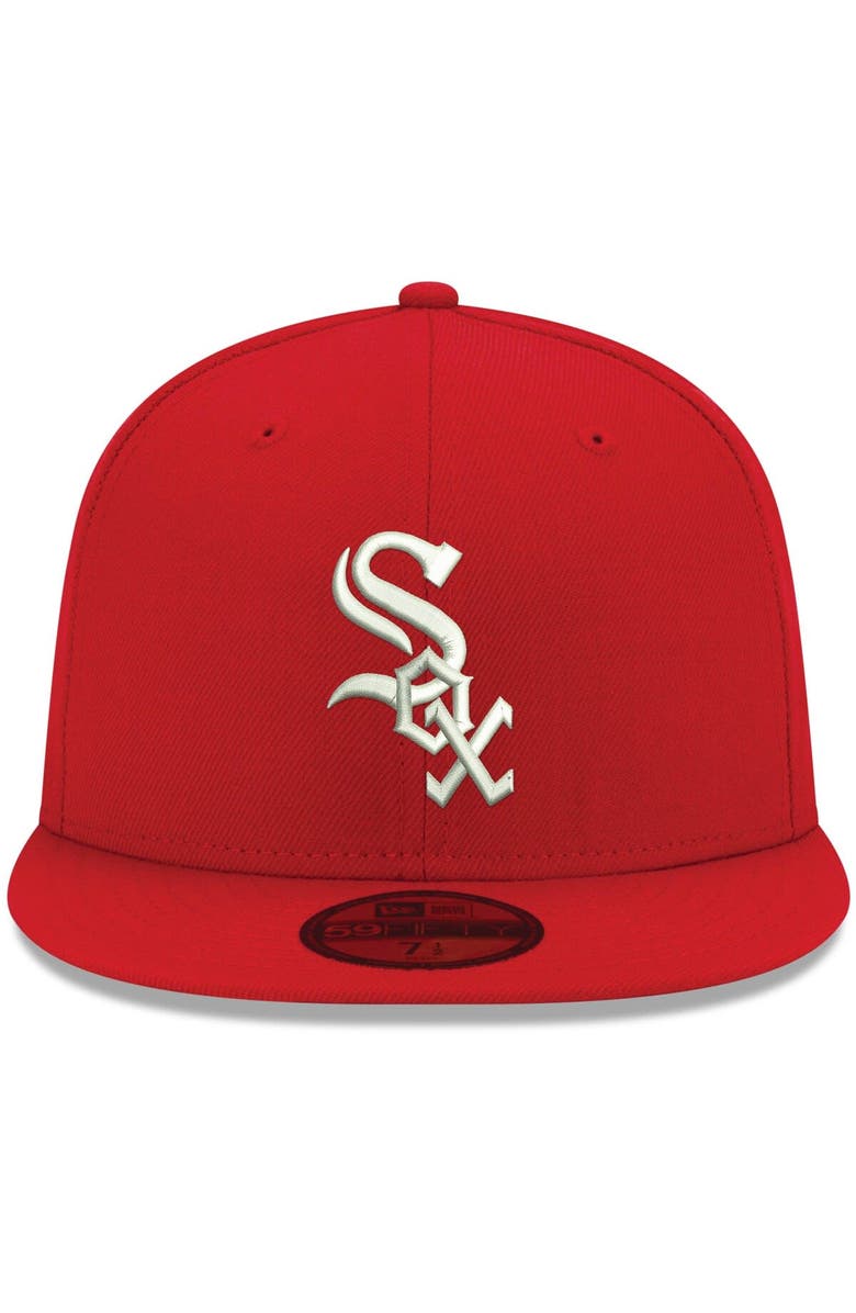 New Era Men's New Era Red Chicago White Sox White Logo 59FIFTY Fitted Hat, Alternate, color, Red