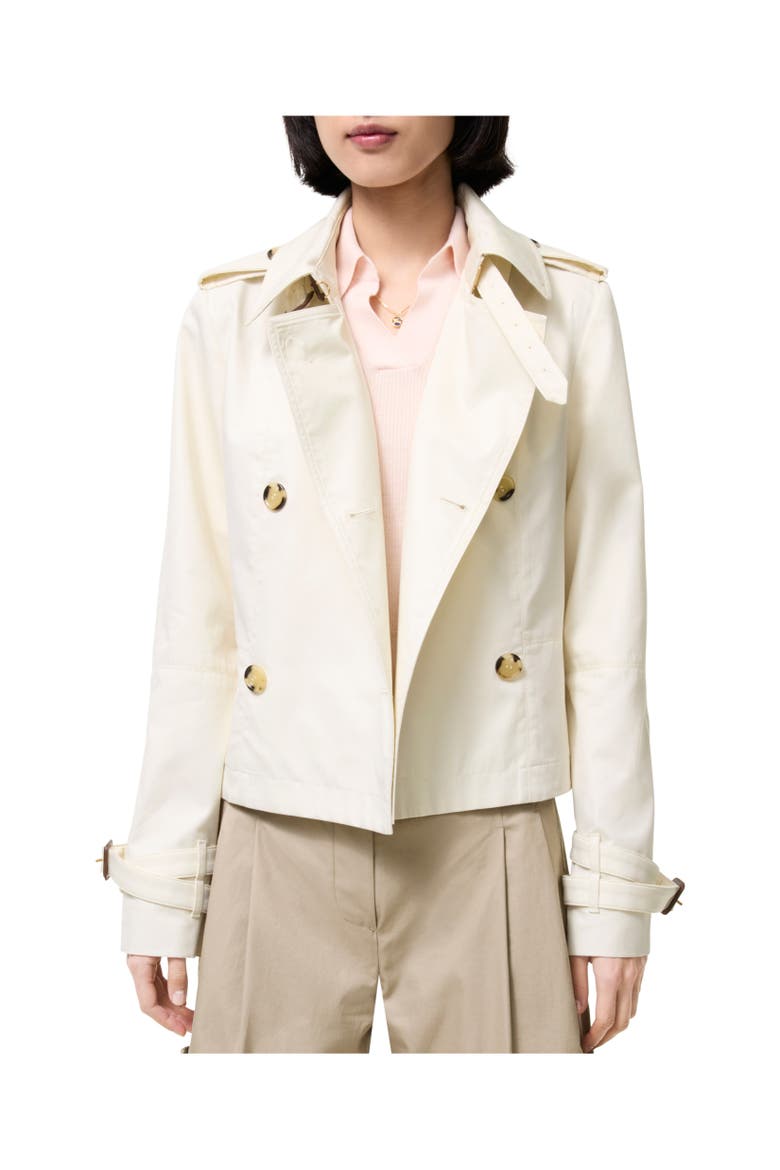 Cropped Tropical Gabardine Swarby Trench Jacket, Alternate, color, Tundra white