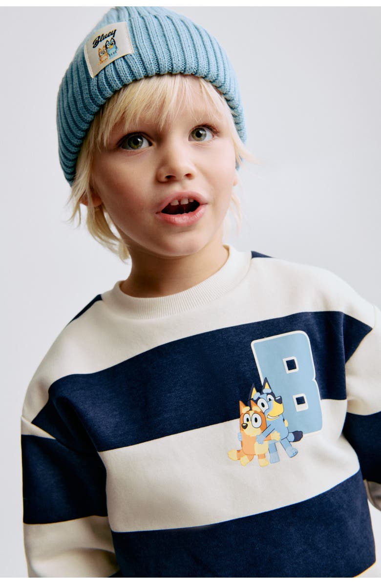 H&M Oversized Printed Sweatshirt, Main, color, Navy Blue/Bluey