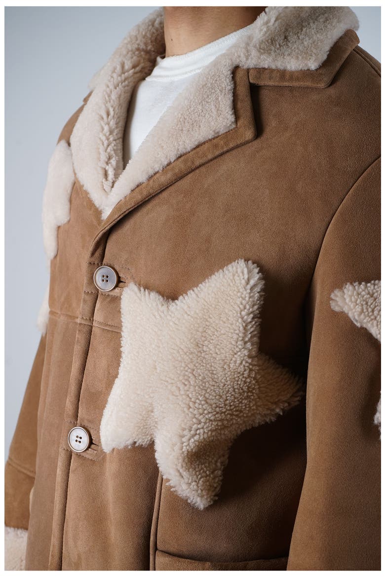 Gender Inclusive Star Genuine Shearling Coat, Alternate, color, CAMEL