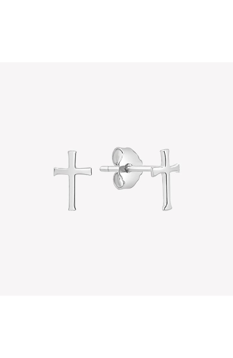 Rizen Jewelry Cross Mini Stud Earring, Main, color, Sterling Silver