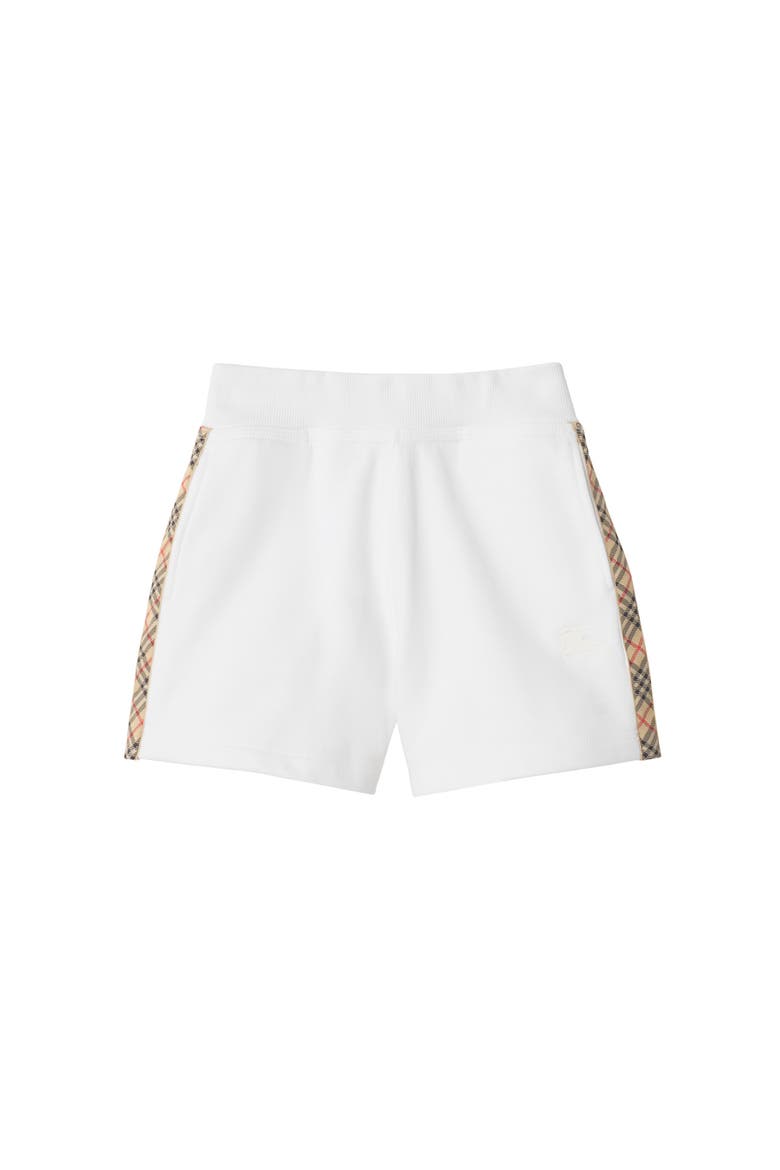 Check Trim Cotton Shorts, Main, color, White