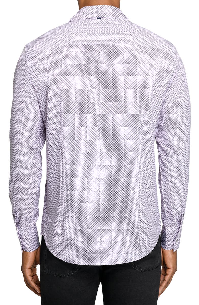 W.R.K Slim Fit Geometric Print Performance Button-Up Shirt, Alternate, color, White/ Purple