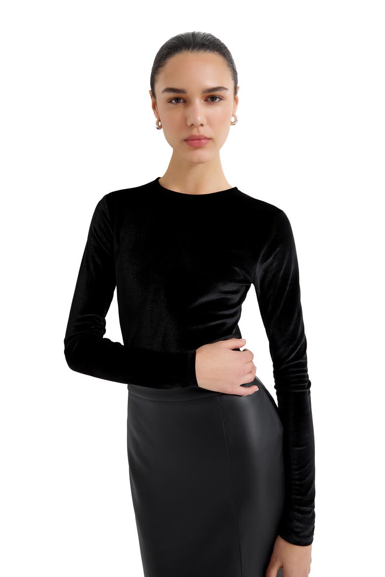 Ansley Velvet Top, Alternate, color, BLACK
