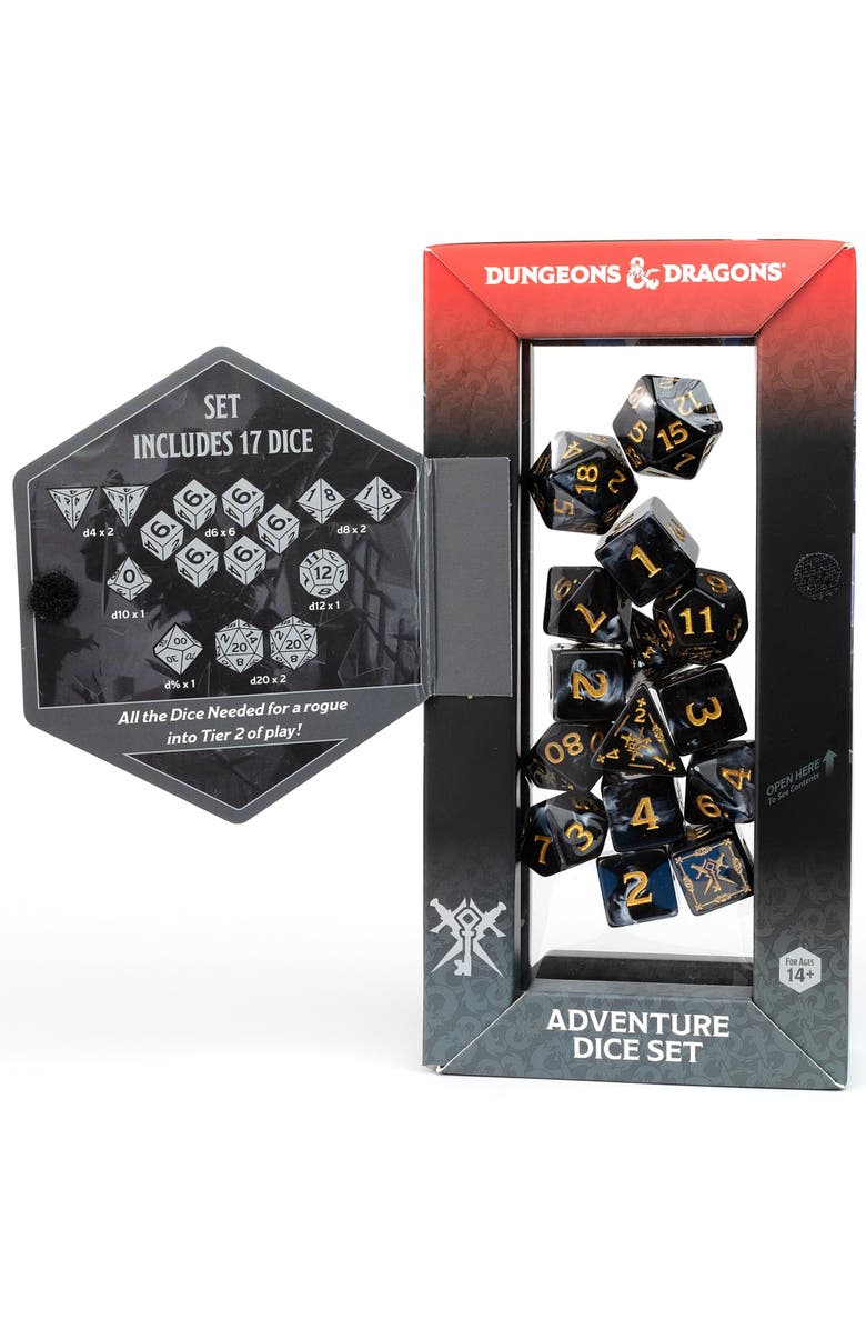 Dungeons & Dragons D&D Adventure Dice Rogue Black, 15 PieceRpg Die Set, Alternate, color, Black