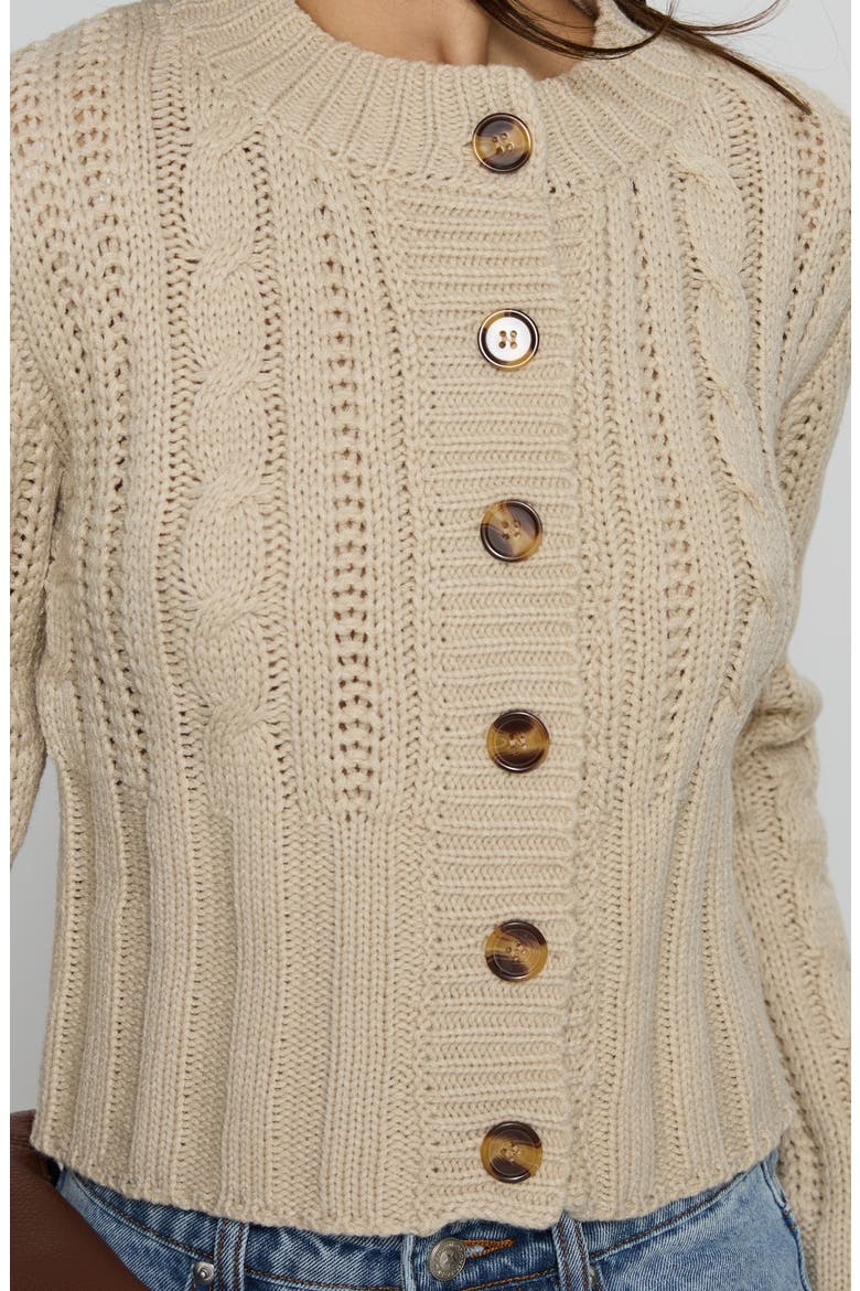 Donielle Cable Cardigan, Alternate, color, BEIGE