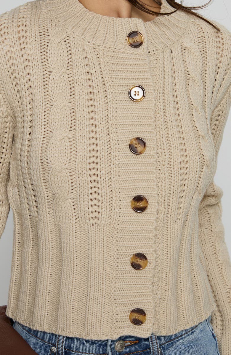 Princess Polly Donielle Cable Cardigan, Alternate, color, Beige