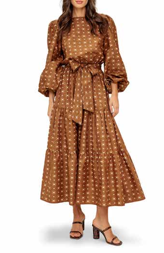 FLYING TOMATO Balloon Sleeve Tiered Cotton Maxi Dress