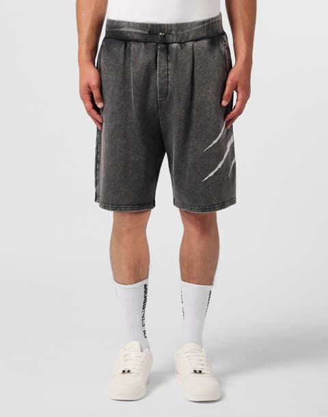 Washed Shorts Crackle Scratch Men