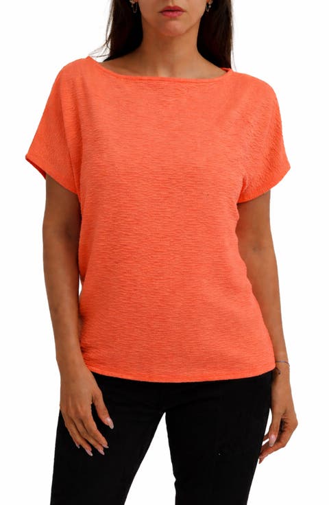 Textured Boat Neck Top
