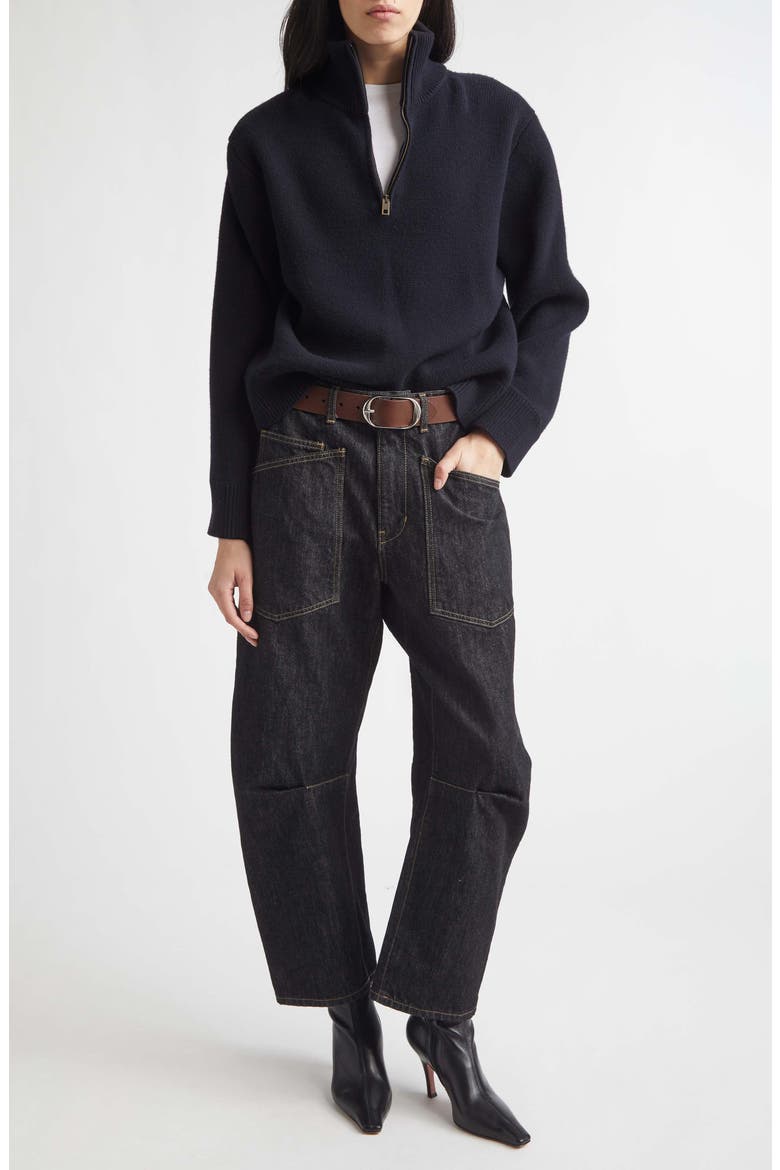 Axel Quarter Zip Lambswool Sweater, Alternate, color, DARK NAVY