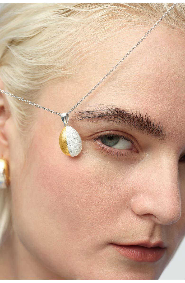 Classicharms Frosted and Matted Texture Two Tone Pendant Necklace, Alternate, color, Gold