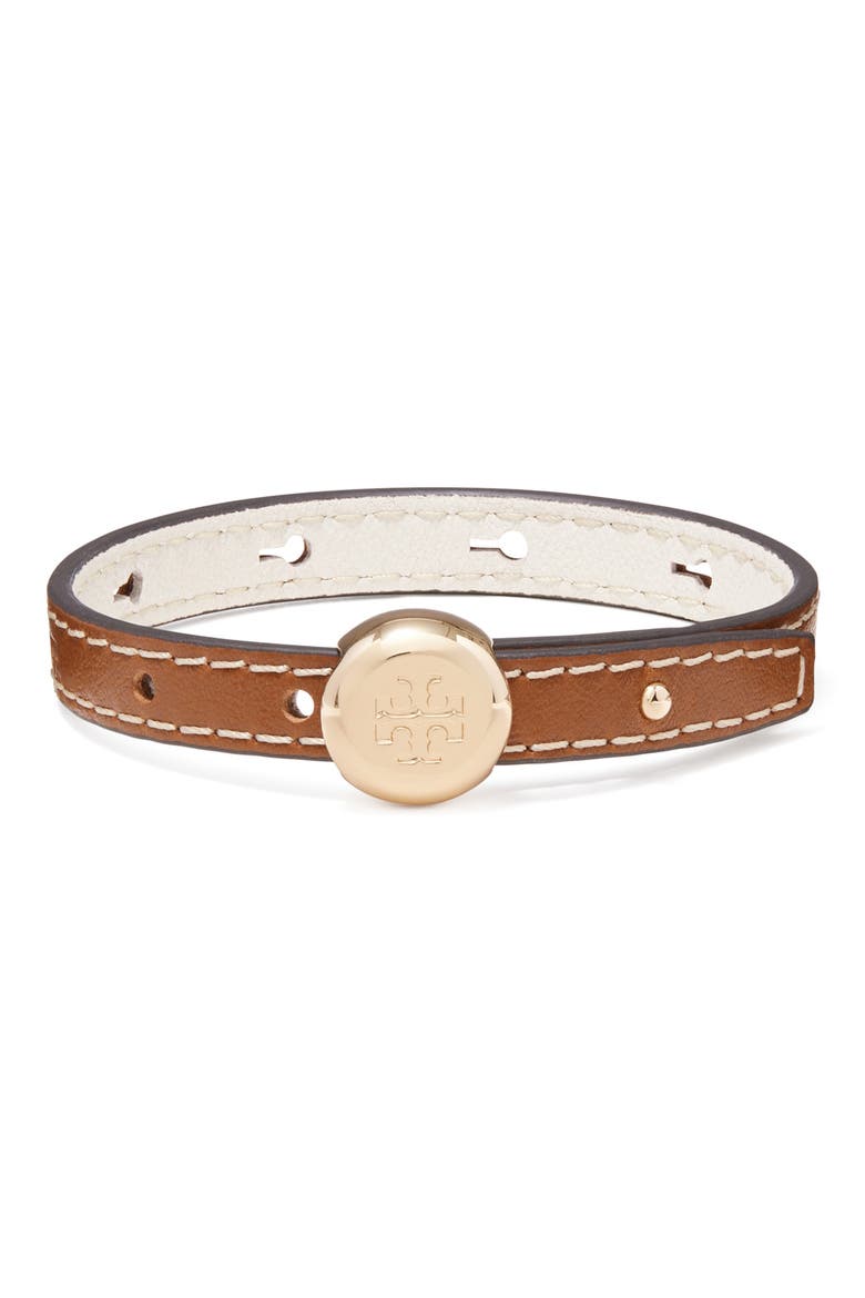 Romy Leather Bracelet, Main, color, LIGHT BRASS / AGED TAN