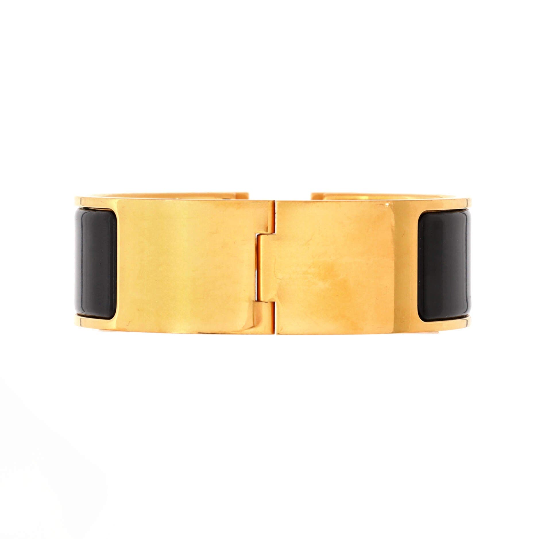 Pre-Owned Hermes Clic H Bracelet Enamel Wide, Alternate, color, Black