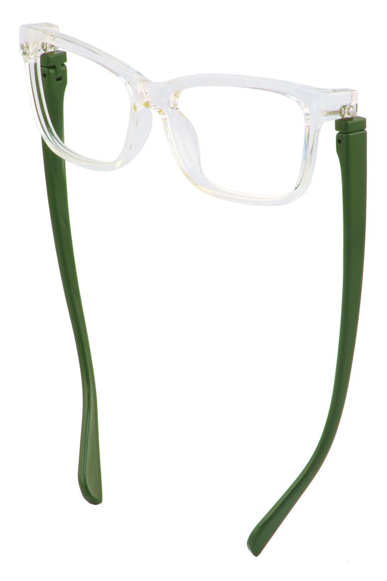 The Erin 47mm Reading Glasses, Alternate, color, CRYSTAL ICE/ FOREST GREEN