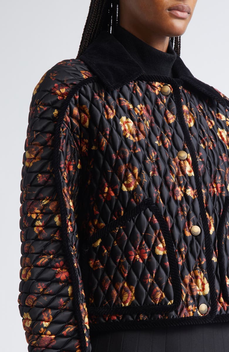 Burberry Crop Quilted Nylon Floriston Jacket, Alternate, color, Crimson Red Ip Pat