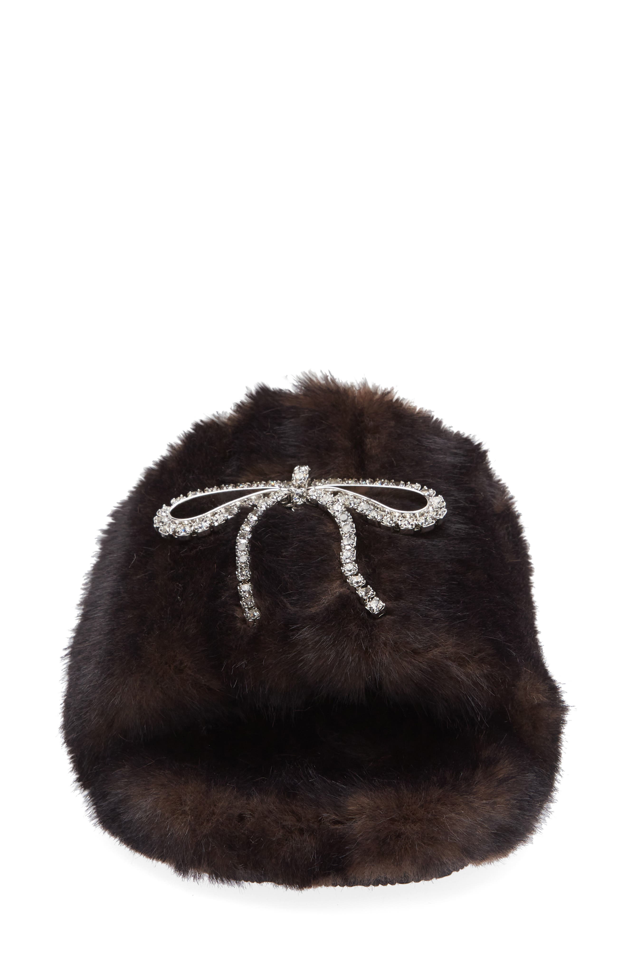 Balenciaga Furry Slide Sandal, Alternate, color, 2618 Brown/ Silver/ Crystal