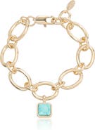 Ettika Radiant Reconstituted Turquoise Pendant Link Bracelet
