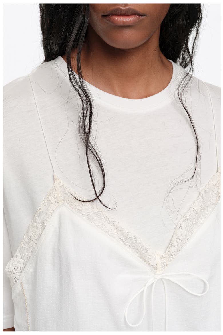 Fluid Layered T-Shirt Top, Alternate, color, IVORY