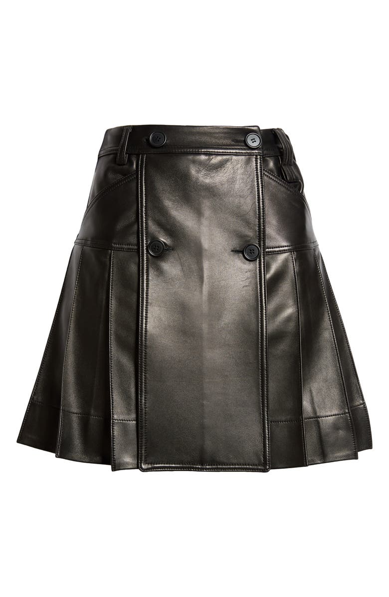 Simone Rocha Pleated Leather Skirt, Alternate, color,