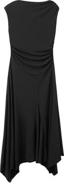 MANGO Sandy Asymmetric Hem Ruched Maxi Dress