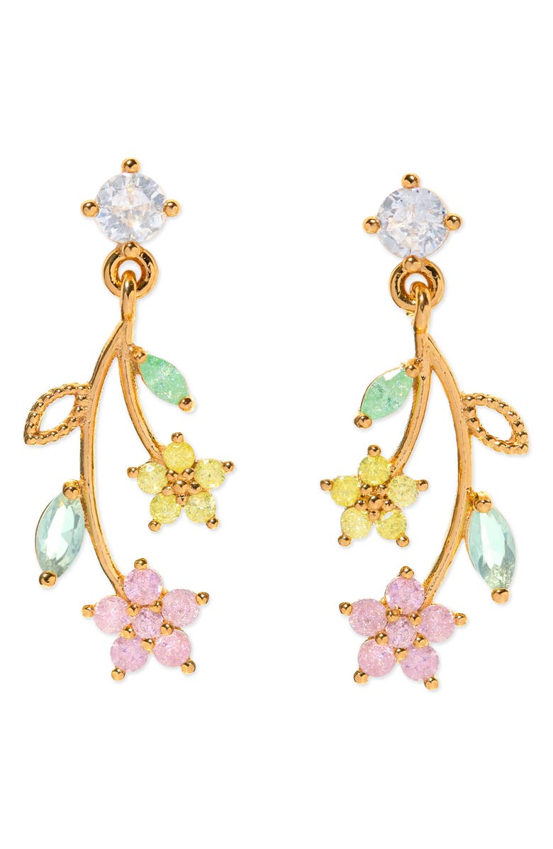 Girls Crew Flower Stem Drop Earrings, Main, color, Gold