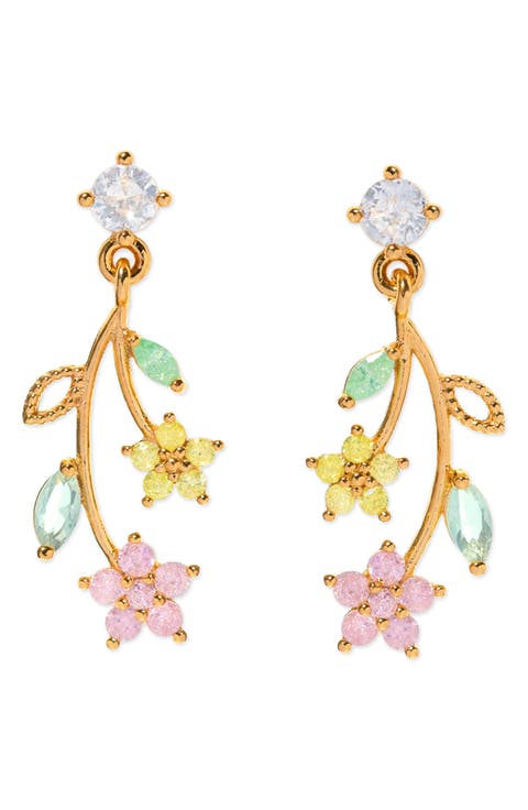Flower Stem Drop Earrings