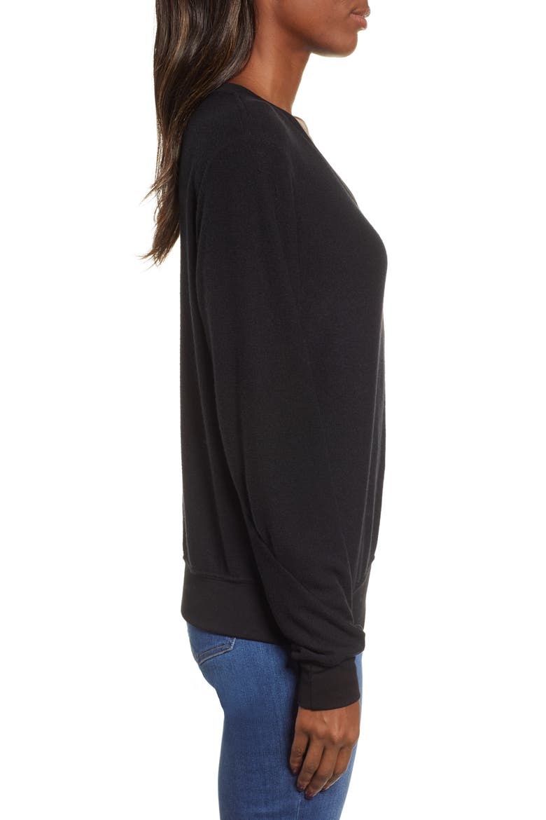 Baggy Beach V-Neck Top, Alternate, color, TRUE BLACK