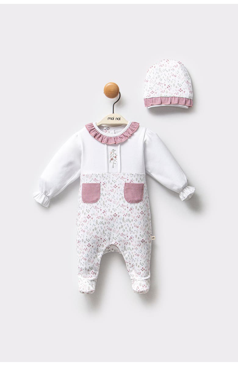 moi noi Gingham Flower Ruffle Set, Alternate, color, Pink